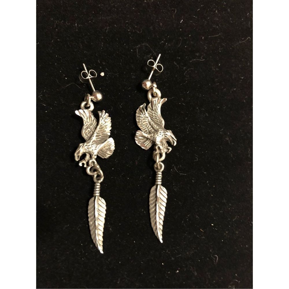 John Candice Eagle Pewter Earrings